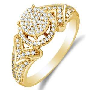 10K Yellow Gold Diamond Halo Engagement OR Fashion Right Hand Ring 