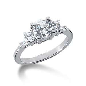  1.4 Ct Diamond Engagement Ring Round Prong Three Stone 14k 