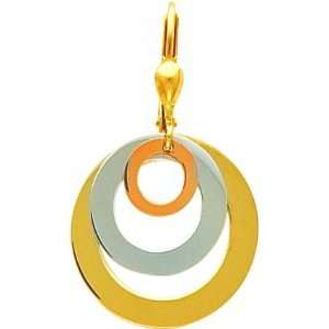  14K Tri Color Gold Circle Dangle Earrings Jewelry Jewelry