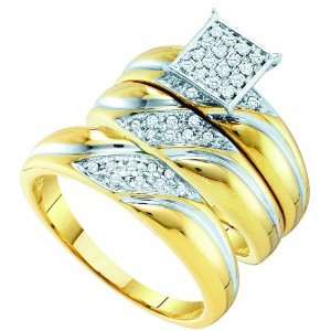   Gold .29CT Round Cut Diamond Wedding Engagement Bridal Trio Ring Set