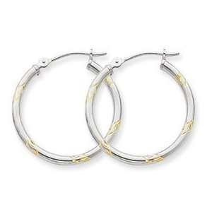  14k White Two tone Gold Twisted Hoop Earrings Jewelry