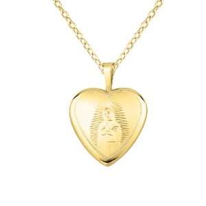   and 14k gold Heart Shaped Locket w/ Virgin Mary Necklace Jewelry
