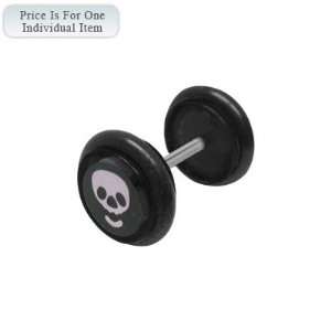    Black Acrylic 16 Gauge Skull Logo Ear Plug   313858 22 BK Jewelry