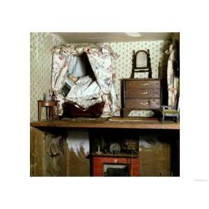 English Dolls House with Original Contents and Wallpapers, circa 1800 
