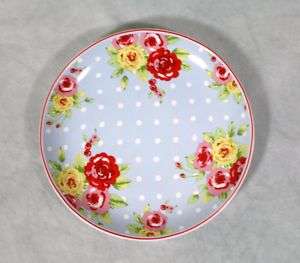 222 Fifth New Country Blue Polka Dot & Floral 8 Plate  