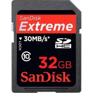 SanDisk Extreme SD Card SDHC 32GB 30M/s HD Video 619659056308  
