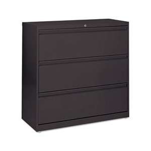   Three Drawer Lateral File, 36w x 19 1/4d x 40 3/4h, Black Home