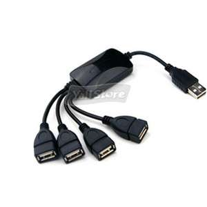 New 4 Port High Speed USB 2.0 Hub Splitter Cable Adapter Black  