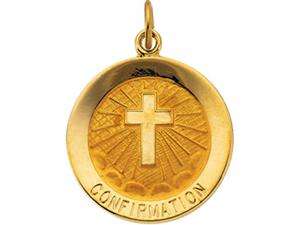   Gold Confirmation Medal With Cross 18.00 Mm   Necklaces & Pendants