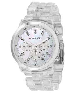   Womens Chronograph Stainless Steel and Clear Acrylic Bracelet MK5235