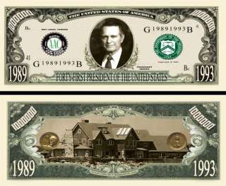 41ST PRESIDENT GEORGE H.W. BUSH DOLLAR BILL (500 Bills)  