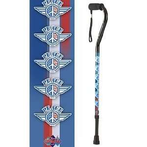  Offset Aluminum Adjustable Walking Cane Peace by 
