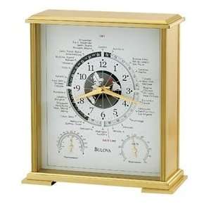  Bulova Quest World Time Table Clock w/Temp & Humidity 