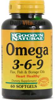 GNN Omega 3 6 9 Flax, Fish & Borage Oils   60 Softgels  
