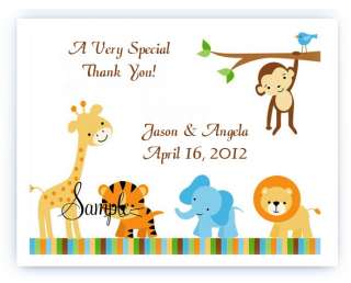   Personalized Cute Baby Shower Zoo Animals Thank You Cards  
