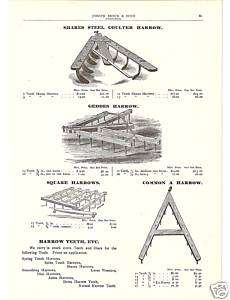 SHARES GEDDES HARROW PLOW 1900 ANTIQUE CATALOG AD  