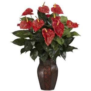  Anthurium w/Vase Silk Plant Electronics