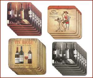 Vintage Wine Coaster Fresco Style Art Design Drink Glass Coasters Gift 