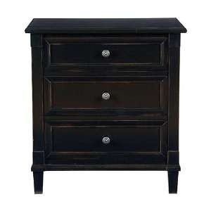  Traditional 3 Drawer Nightstand in Antique Black and 