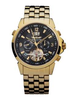   DATOMAT MULTI FUNCTION AUTOMATIC WATCH   GOLD TONE BLACK DIAL  