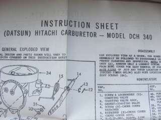 Datsun Hitachi DCH 340 Carburetor Rebuild Kit  