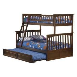 Columbia Twin Over Full Bunk Bed with Trundle Bed   Antique Walnut