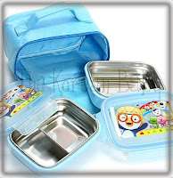 Pororo stainless airtight lunchbox   2 tier or plate  