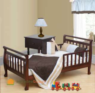   Aspen Wood Made Cherry Toddler Kids Bed w/ Safety Guard Rail  