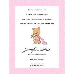  Girl Baby Shower Invitations   Teddy Bear Girl Invitation 