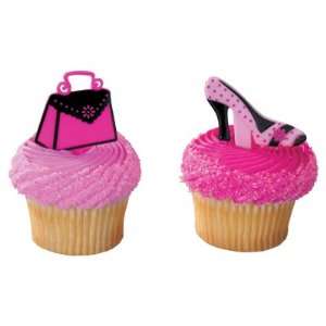    12 Plastic Purse & Shoe Cupcake Picks Cake Topper
