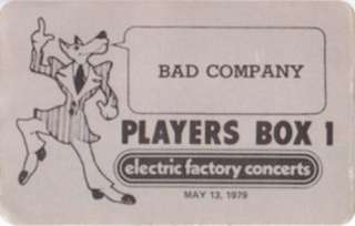 Unused cloth backstage pass for the BAD COMPANY 1979 DESOLATION 