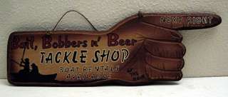 Bait Bobbers N Beer Tackle Shop Rustic Wood Hand Sign  
