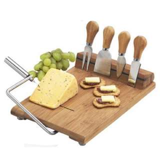 Silton Cheese Board Slicer Picnic Set Bamboo Wood Tools  