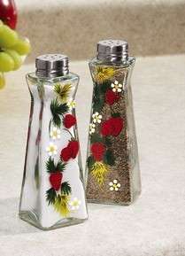 Strawberry Salt and Pepper Shakers Handpainted Glass Kitchen Home Free 