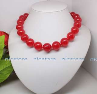18mm red malay jade round beads necklace  