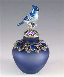 NEW BLUE CARDINAL BIRD FLORAL CRYSTAL DECORATIVE MOFITS DESIGN PERFUME 