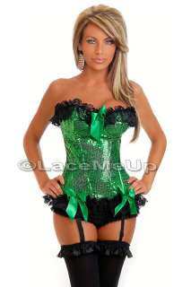  Costume sequin boned corset black skirt size 6 16 ladies new  