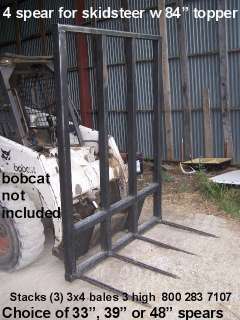 skid steer hay bale loader w/4 spears 48 inches long  