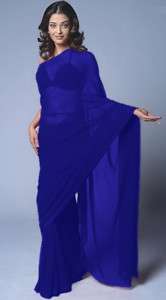 Blue Bollywood Wedding Saree Sari BellyDance 19 Color  