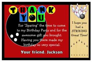 BOWLING BIRTHDAY PARTY THANK YOU CARDS  