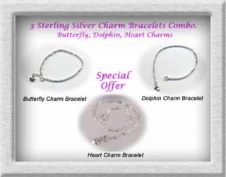 pcs sterling silver butterfly dolphin heart charm bracelets