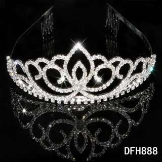 Bridal Wedding Princess Pageant Prom crystal tiara crown headband 0888 