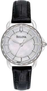 Bulova 96R147 Ladies Watch Quartz Mother of Pearl Dial Diamonds Bezel 