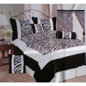  Queen Size Imperial 7 Piece Black / White Zebra Style Comforter Set 