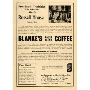 1900 Ad C F Blanke & Co Coffee Hot Drink Russell House   Original 