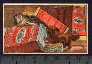 1800s Cat Dog Fight Libby McNeill Canned Beef Meat tin  