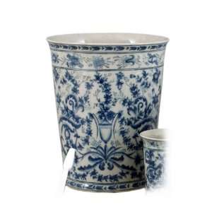 Annette and Azure Casey Pattern Blue and White Porcelain Waste Bucket 