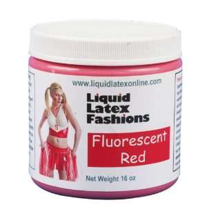   Latex Fashions Ammonia Free Body Paint, Fluorescent Red, 16 Ounce Jar