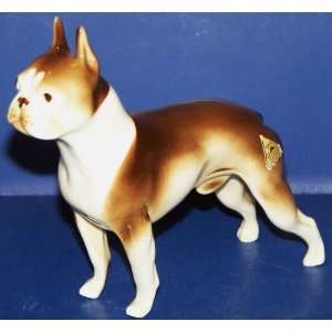 Vintage Royal Dux Czechoslovakia Bohemia Dog Figurine Boston Terrier 