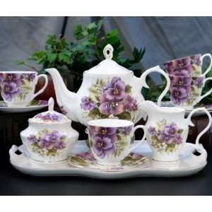  Pansy Bone China Tea Set